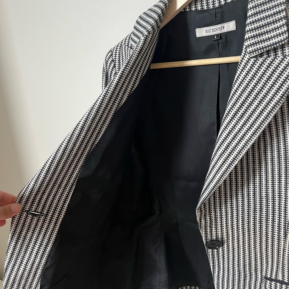 Black and White Blazer Cropped Holt Renfrew Stripes Academia Preppy Jacket Sz 8 - Picture 8 of 11